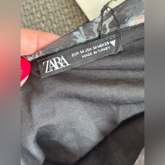 ZARA Floral One-Shoulder Asymmetric Mesh Midi Dress – NWT size Medium - Picture 8 of 16